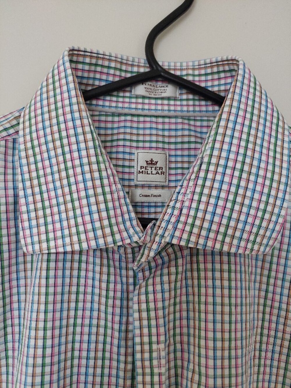 Peter Millar Crown Finish Men's Size XL multicolor plaid Shirt 100% Cotton